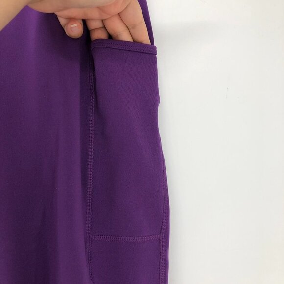 POP Fit Lily Criss-Cross Mesh Detail Pocketed Leggings in Purple ~S - Picture 5 of 10